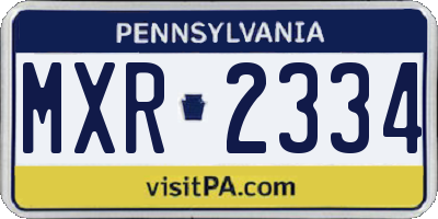 PA license plate MXR2334
