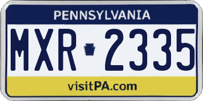 PA license plate MXR2335