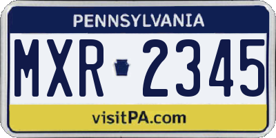 PA license plate MXR2345