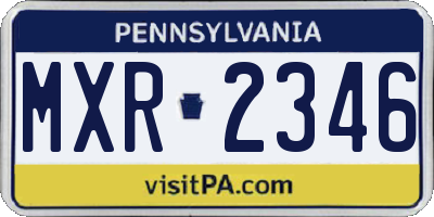 PA license plate MXR2346