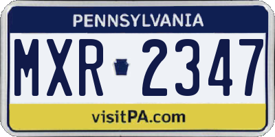PA license plate MXR2347