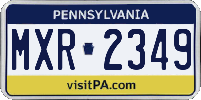 PA license plate MXR2349