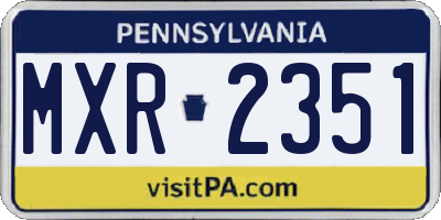 PA license plate MXR2351