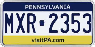 PA license plate MXR2353
