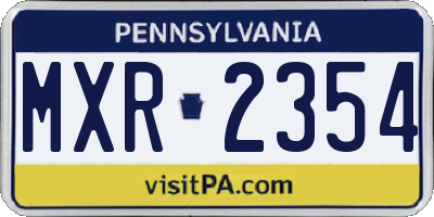 PA license plate MXR2354