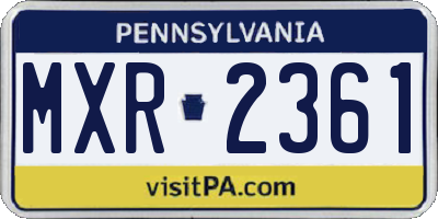 PA license plate MXR2361