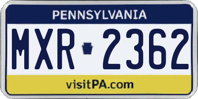 PA license plate MXR2362