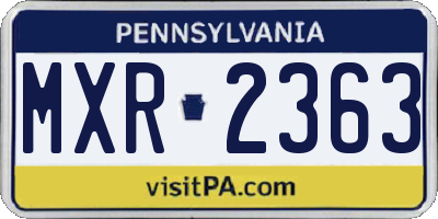PA license plate MXR2363