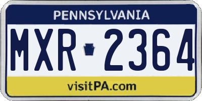 PA license plate MXR2364