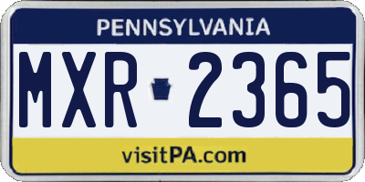 PA license plate MXR2365