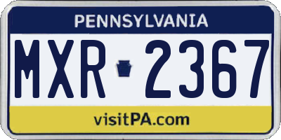 PA license plate MXR2367
