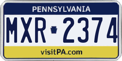 PA license plate MXR2374