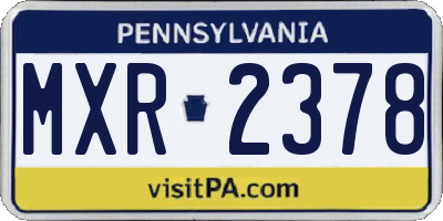 PA license plate MXR2378