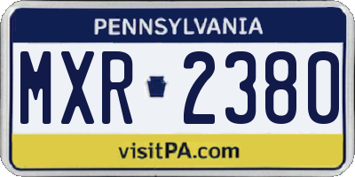 PA license plate MXR2380