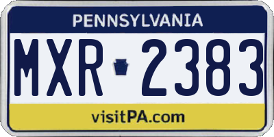 PA license plate MXR2383