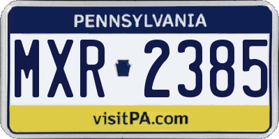 PA license plate MXR2385