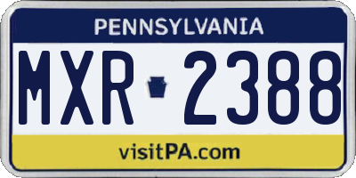 PA license plate MXR2388