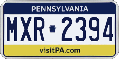 PA license plate MXR2394