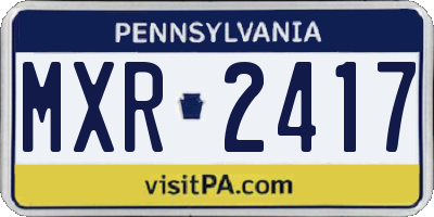 PA license plate MXR2417