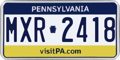 PA license plate MXR2418