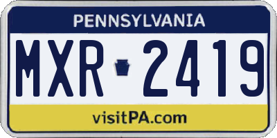 PA license plate MXR2419