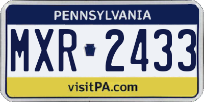 PA license plate MXR2433