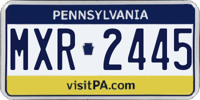 PA license plate MXR2445