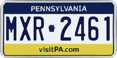 PA license plate MXR2461