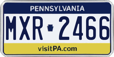 PA license plate MXR2466