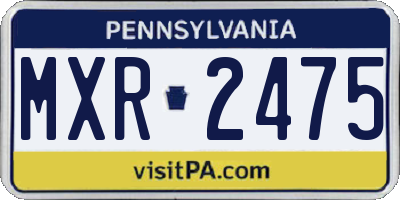 PA license plate MXR2475