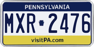 PA license plate MXR2476
