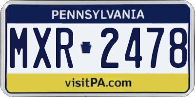 PA license plate MXR2478