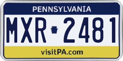 PA license plate MXR2481