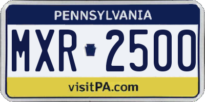 PA license plate MXR2500