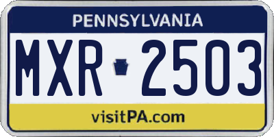 PA license plate MXR2503