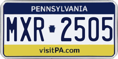 PA license plate MXR2505