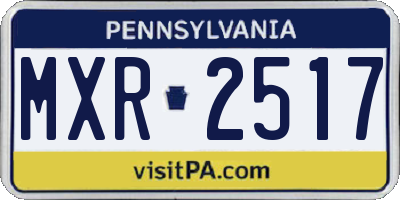 PA license plate MXR2517