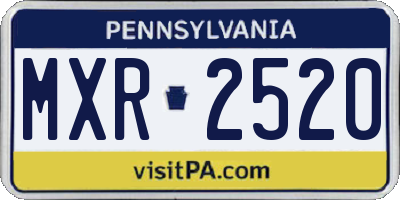 PA license plate MXR2520