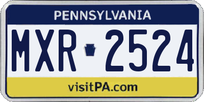 PA license plate MXR2524