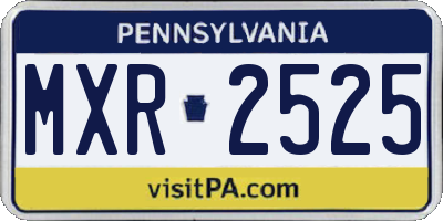 PA license plate MXR2525