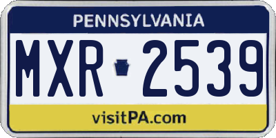 PA license plate MXR2539