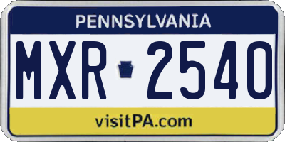 PA license plate MXR2540