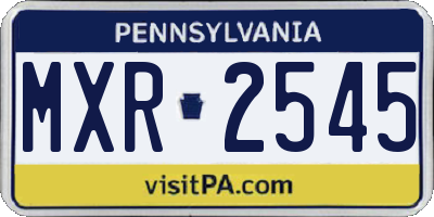 PA license plate MXR2545