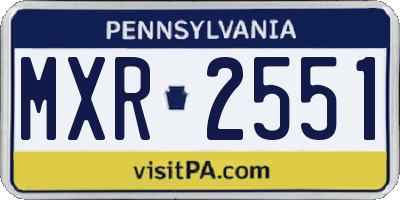 PA license plate MXR2551