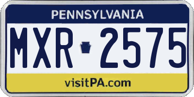 PA license plate MXR2575