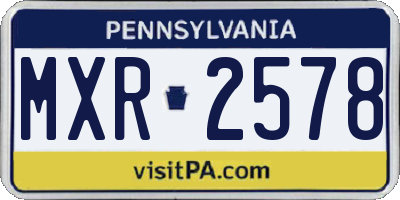 PA license plate MXR2578
