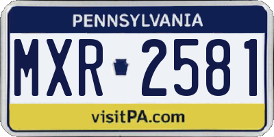 PA license plate MXR2581