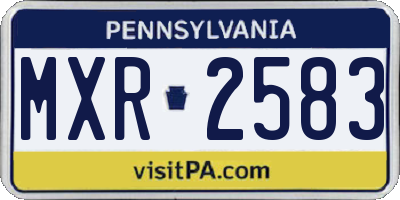 PA license plate MXR2583