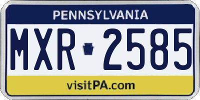 PA license plate MXR2585