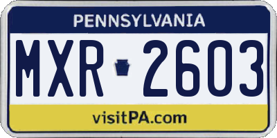 PA license plate MXR2603